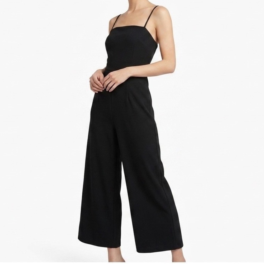 Favlux Fashion Black Wide Leg Jumpsuit Square Neck Spaghetti Strap Small